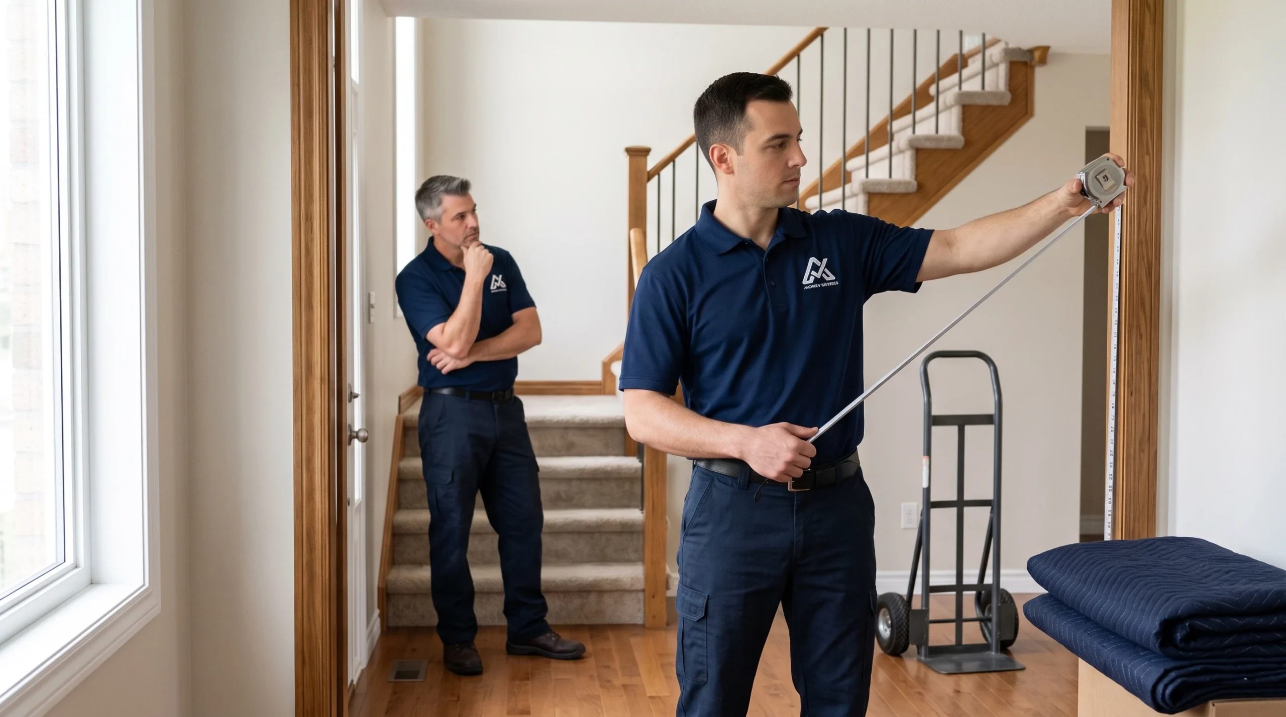 Ardie's Movers assessing stairs and doorway access before an Arnprior move