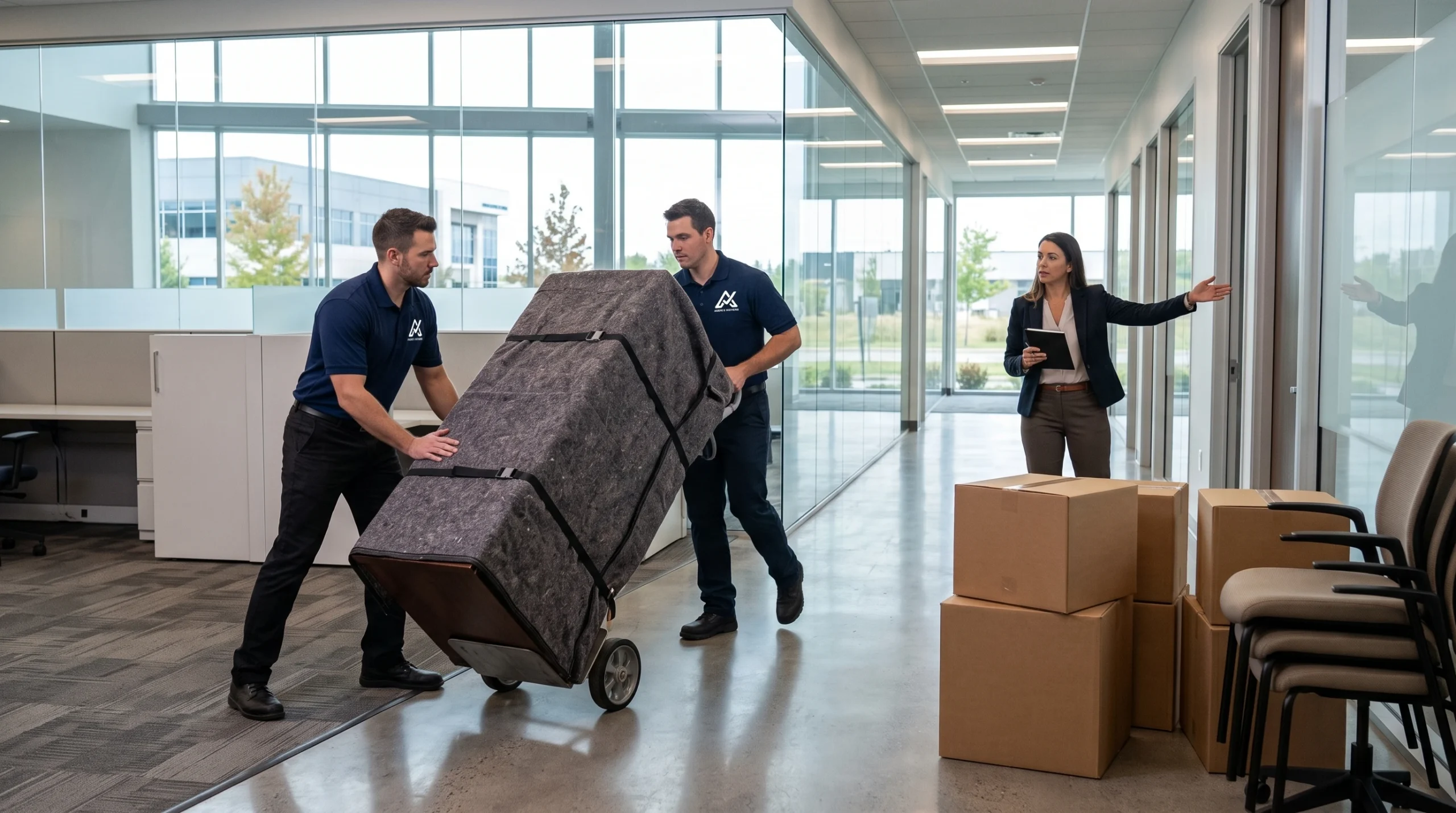 Ardie's Movers relocating protected office furniture during a Carleton Place commercial move