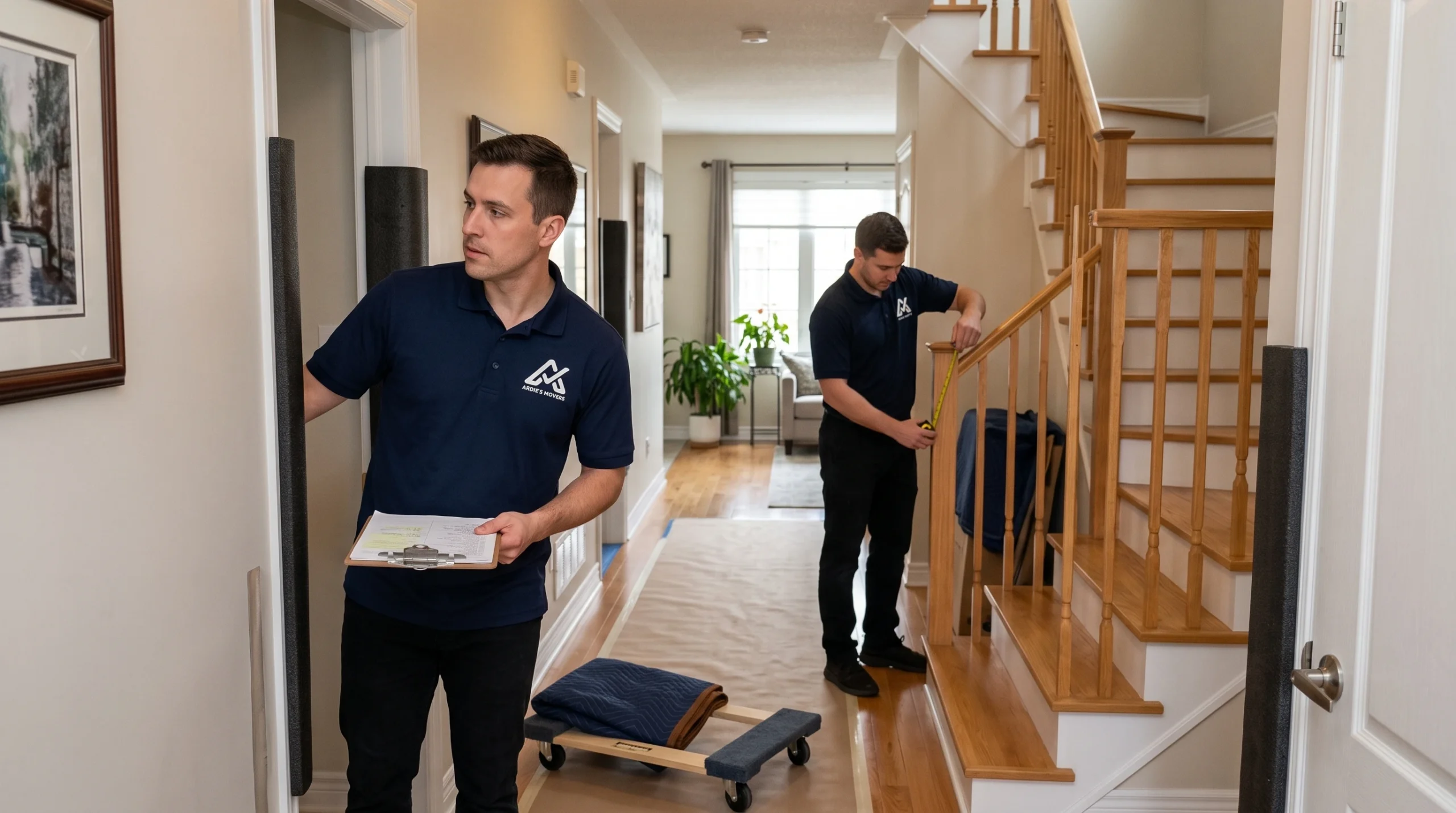 Ardie's Movers assessing access at a small-town Carleton Place home