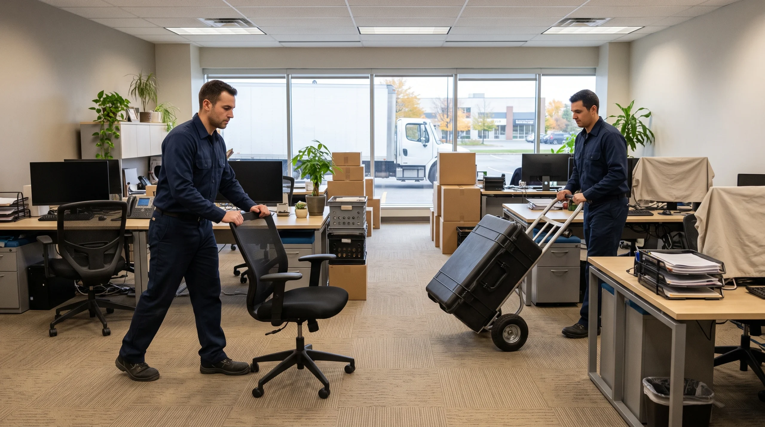 Commercial movers relocating office furniture and equipment in Ottawa and Kanata