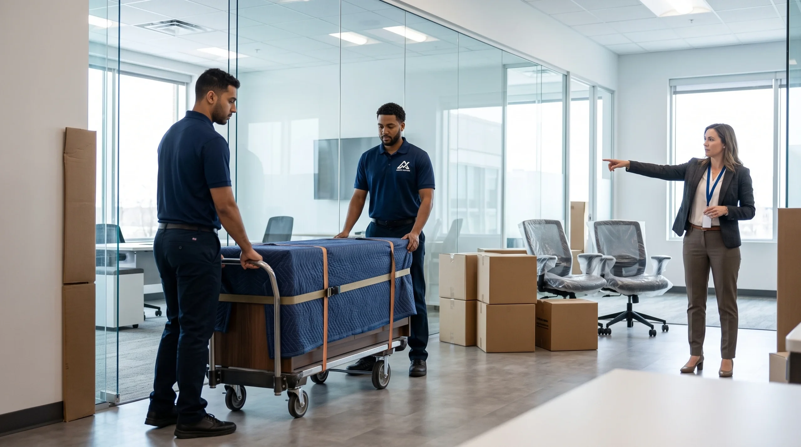 Ardie's Movers relocating protected office furniture during a Kanata commercial move