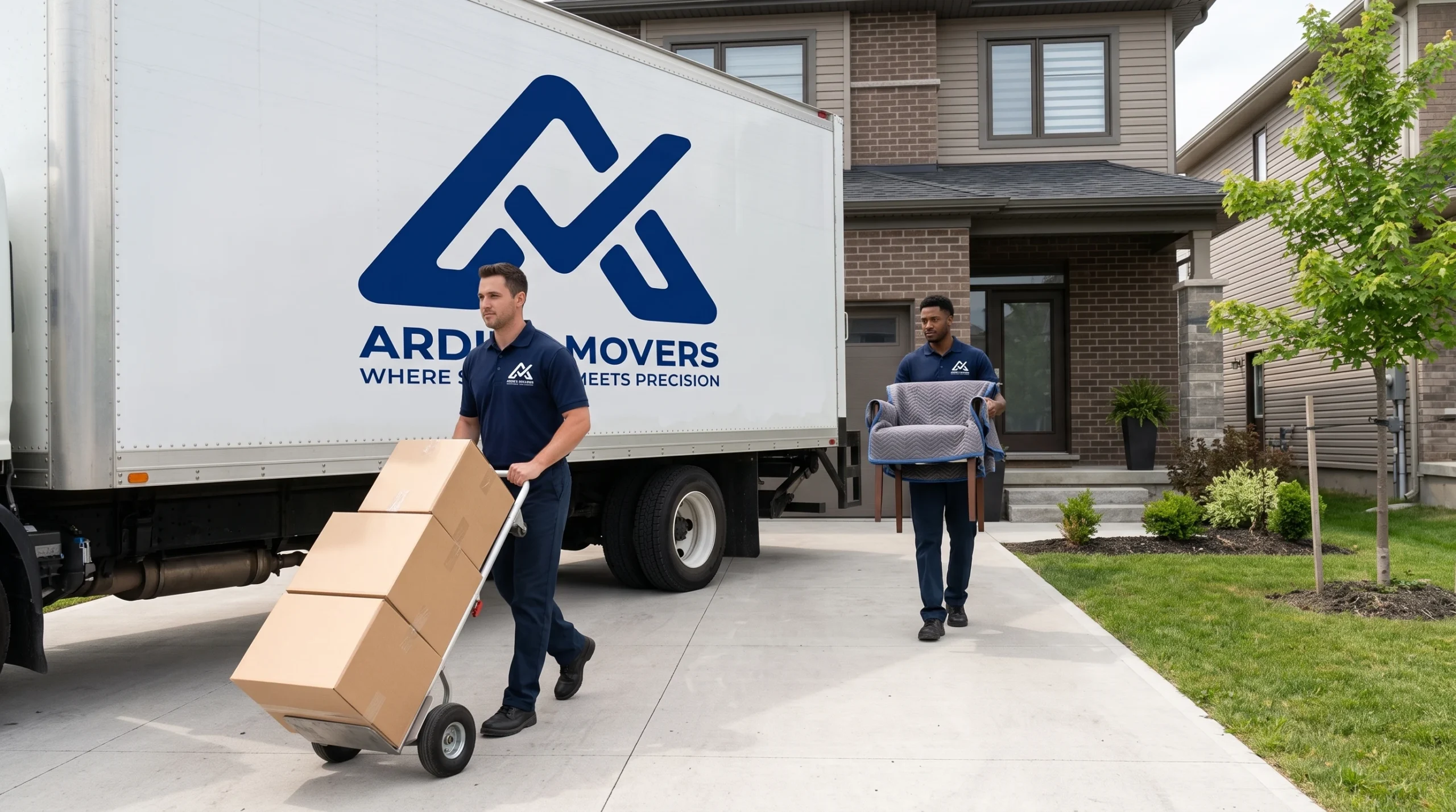 Ardie's Movers carrying protected household furniture during a Mississippi Mills family move