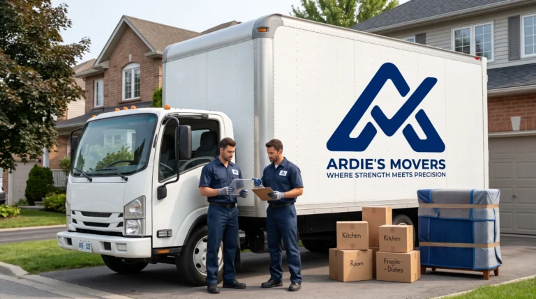 Ardie’s Movers assessing furniture and property access for a fixed-price moving quote in Ottawa