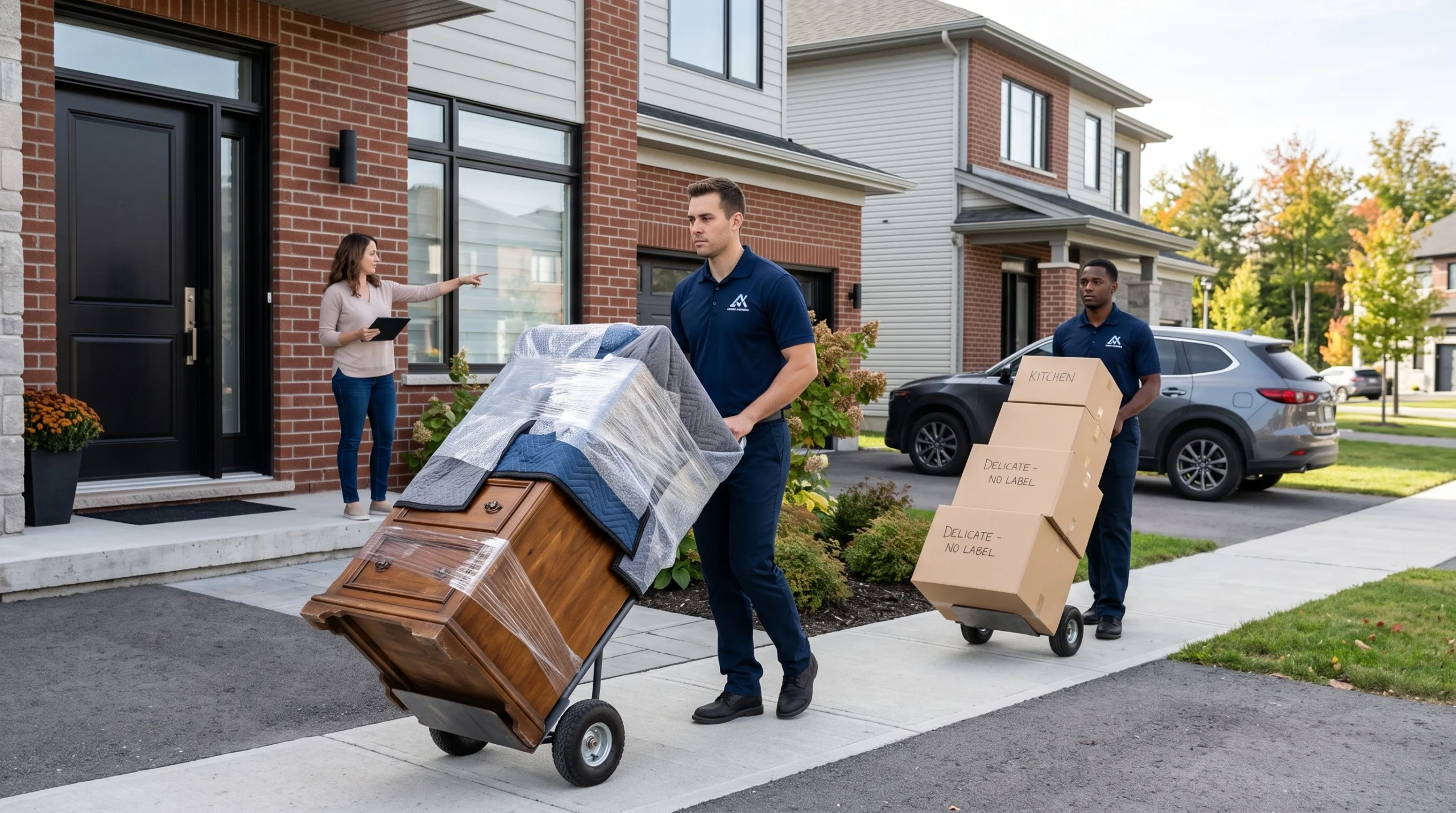 Ardie's Movers carrying protected household furniture during a South Ottawa family move