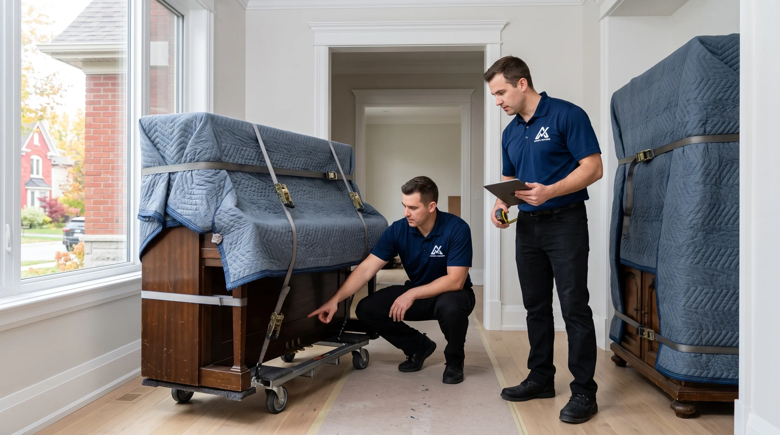 Ardie's Movers assessing a protected specialty item and access route for an Ottawa move