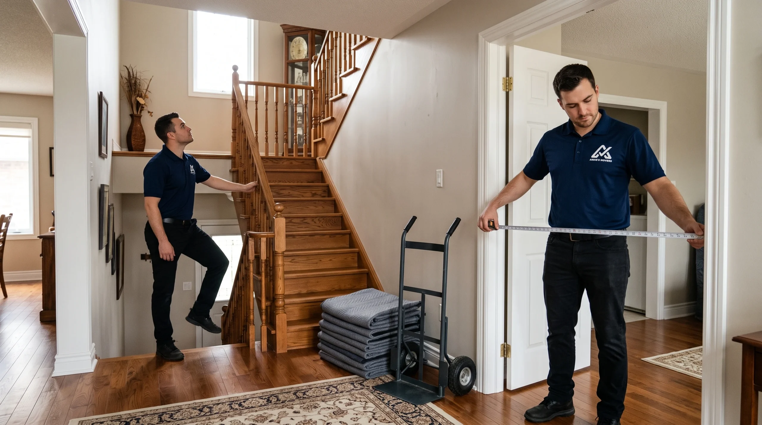 Ardie's Movers carrying protected household furniture during a rural Renfrew County home move