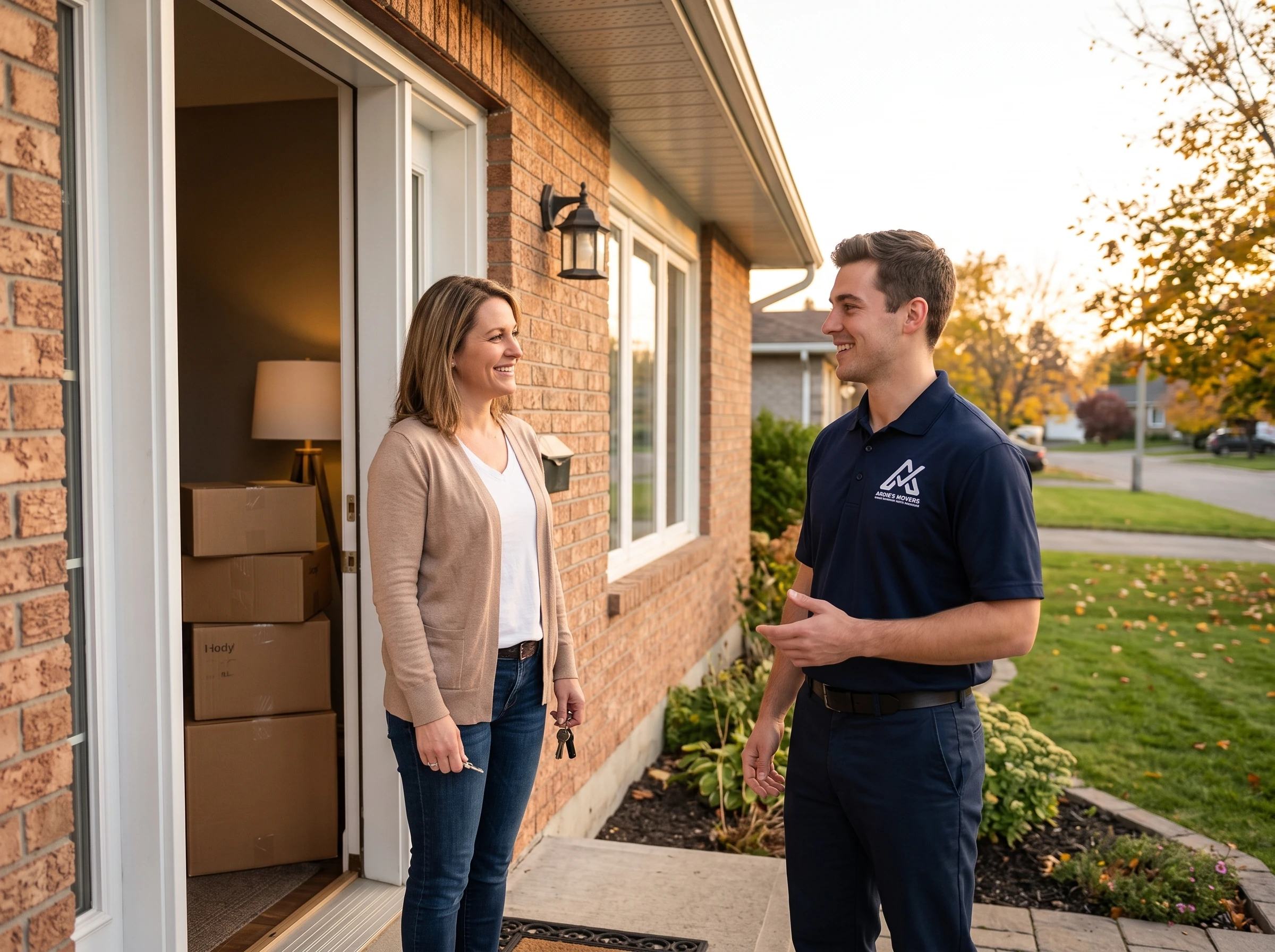 Local mover speaking with a homeowner after completing an Ottawa Valley residential move